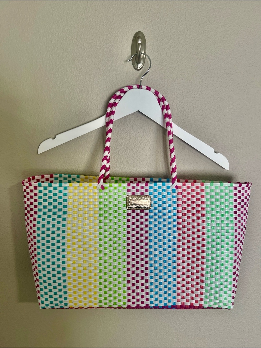Lilly Pulitzer GWP Woven Tote Multicolor Summer Beach Travel Bag